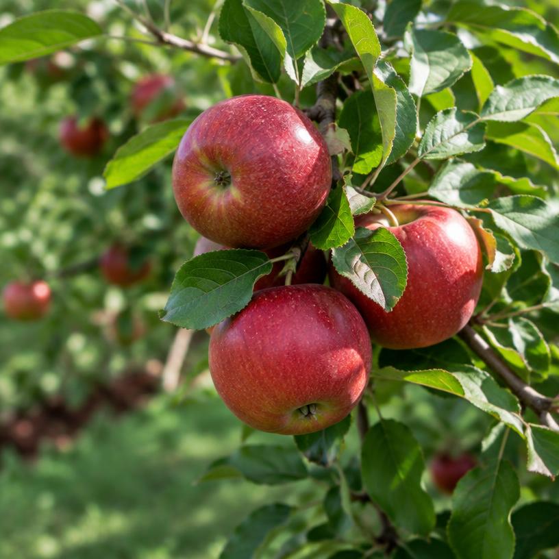 Apple growing in a garden (AI-generated illustration)