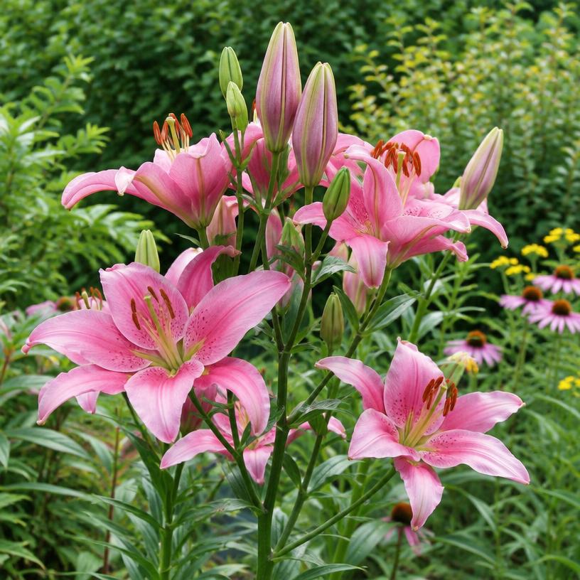 Asiatic Lily growing in a garden (AI-generated illustration)