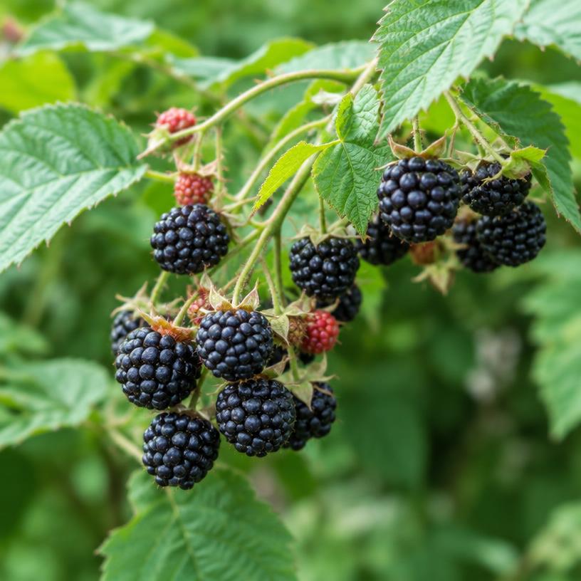 Black Raspberry growing in a garden (AI-generated illustration)