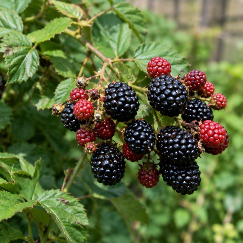 Blackberry growing in a garden (AI-generated illustration)