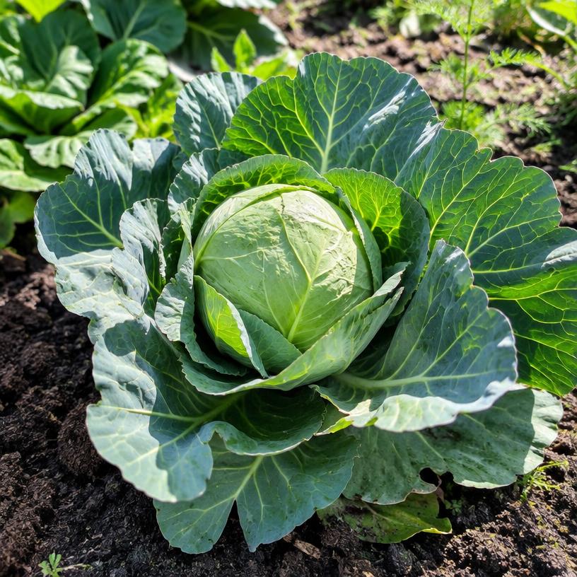 Cabbage growing in a garden (AI-generated illustration)