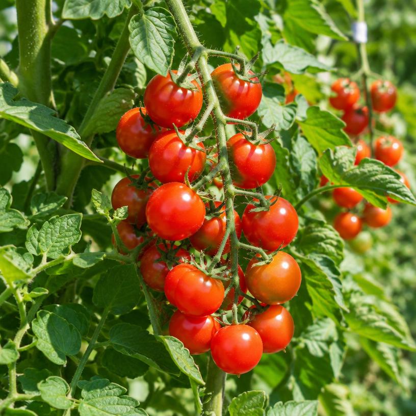 Cherry Tomato growing in a garden (AI-generated illustration)