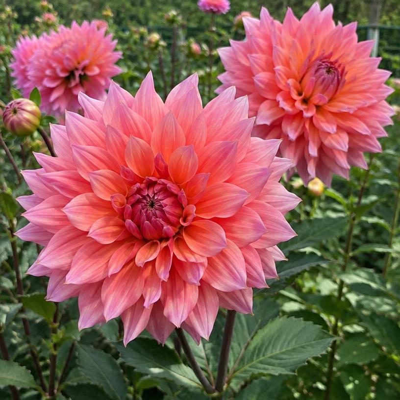 Dahlia growing in a garden (AI-generated illustration)