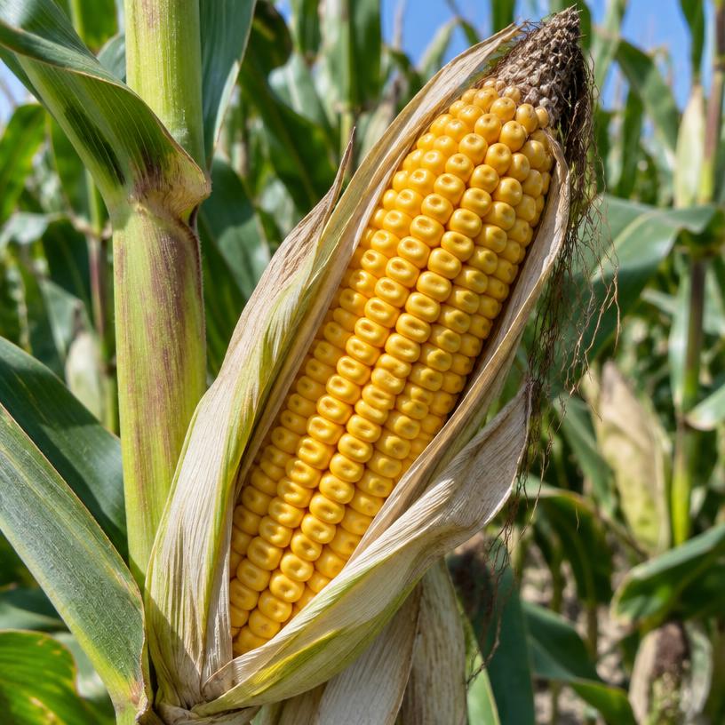 Dent Corn growing in a garden (AI-generated illustration)