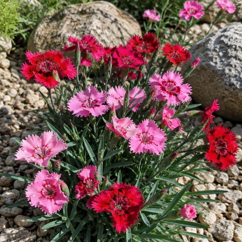 Dianthus growing in a garden (AI-generated illustration)