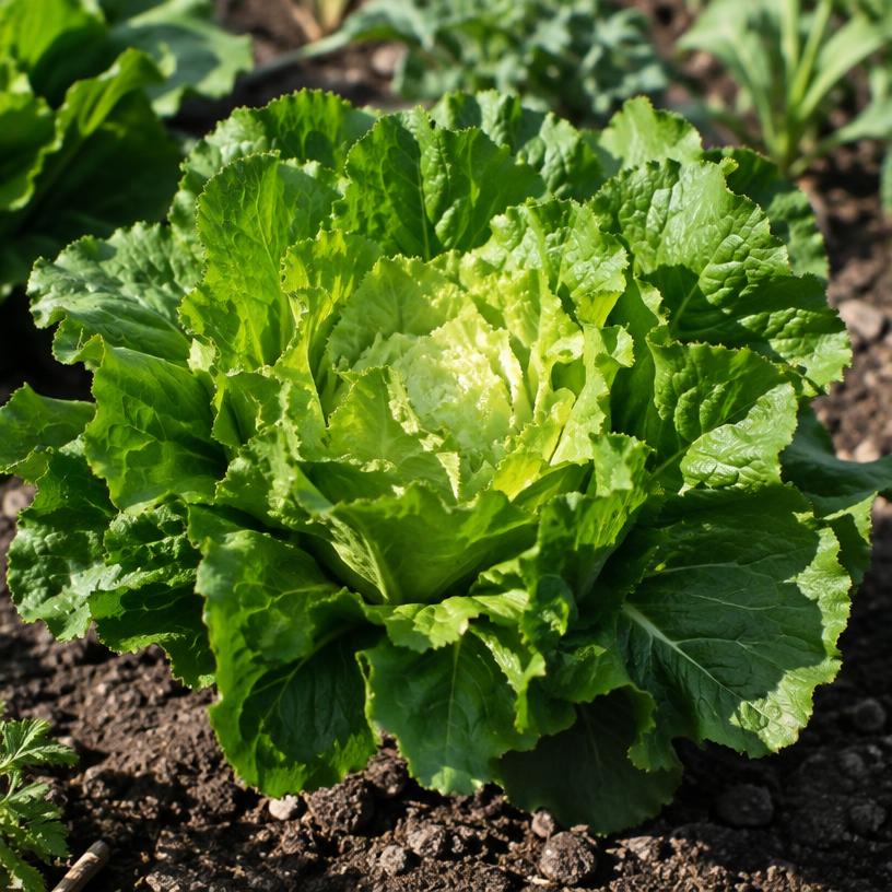 Escarole growing in a garden (AI-generated illustration)