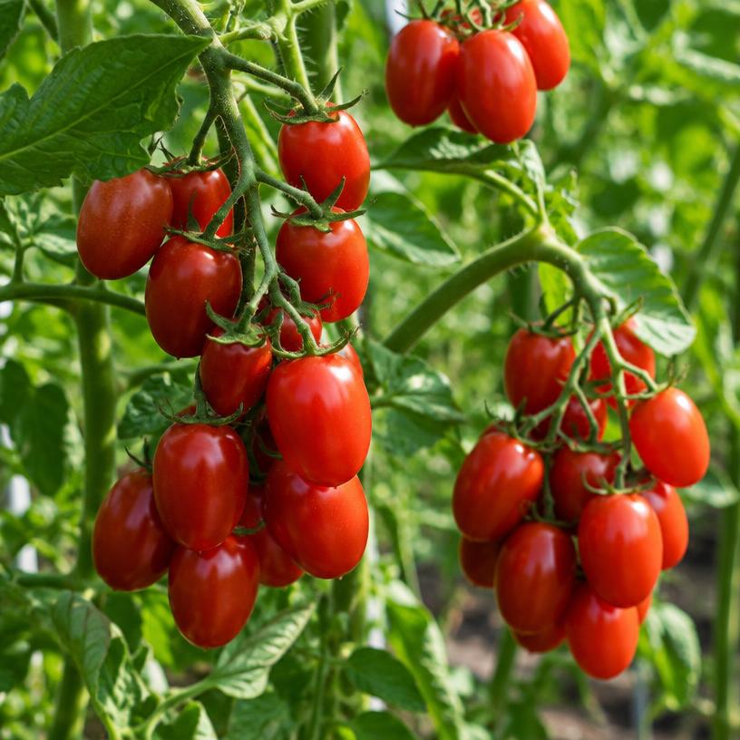 Grape Tomato growing in a garden (AI-generated illustration)