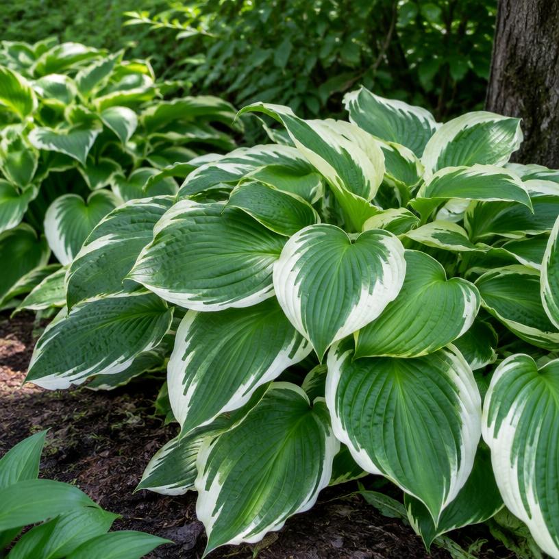 Hosta growing in a garden (AI-generated illustration)