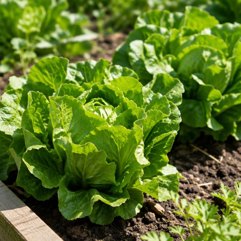 Lettuce growing in a garden (AI-generated illustration)