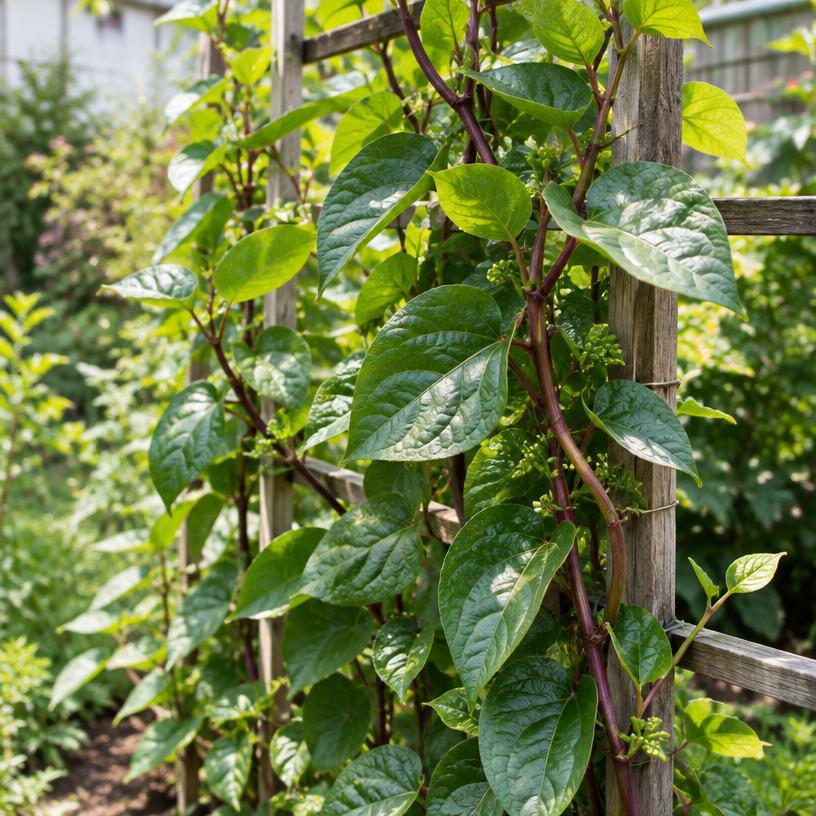 Malabar Spinach growing in a garden (AI-generated illustration)