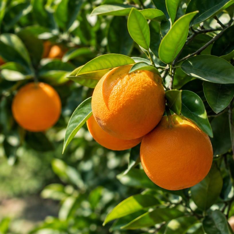 Orange growing in a garden (AI-generated illustration)