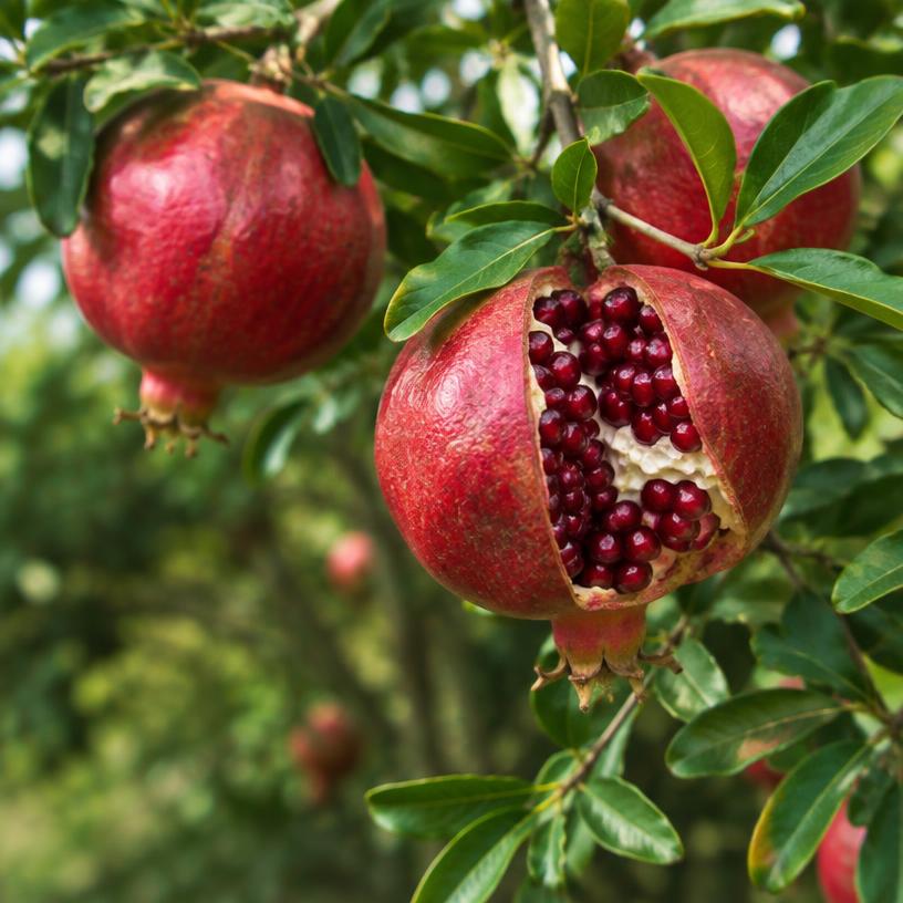 Pomegranate growing in a garden (AI-generated illustration)