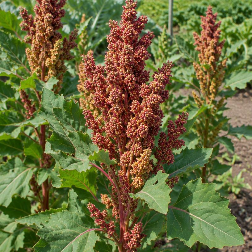 Quinoa growing in a garden (AI-generated illustration)