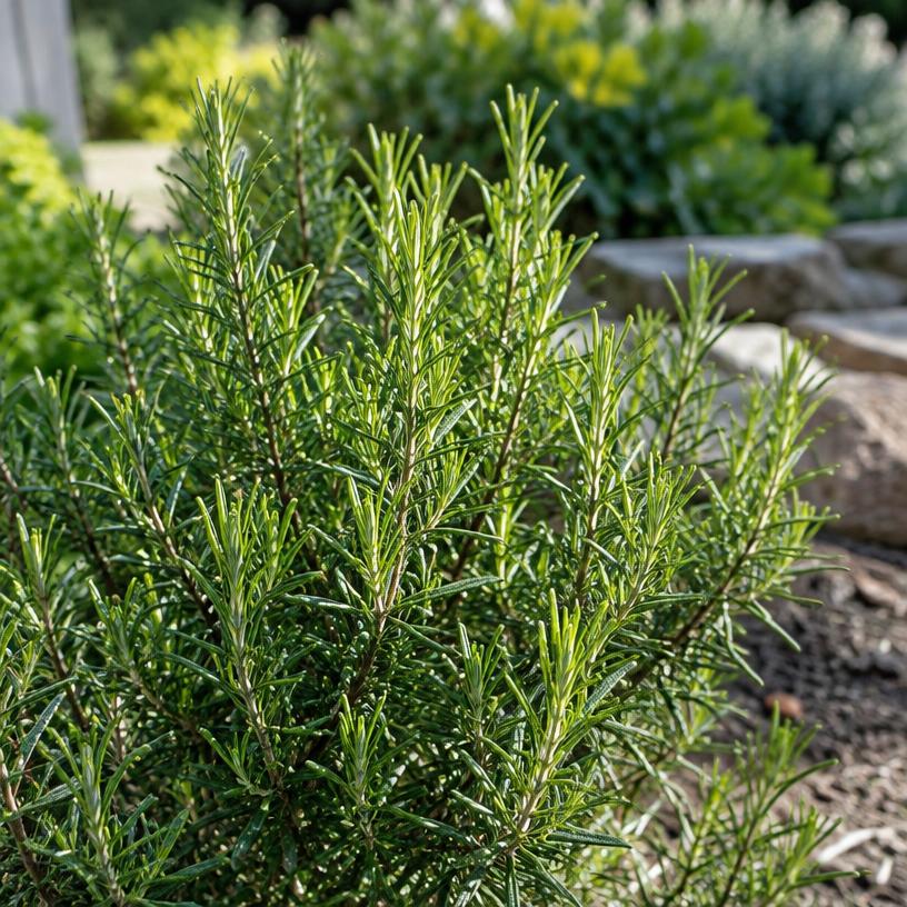 Rosemary growing in a garden (AI-generated illustration)