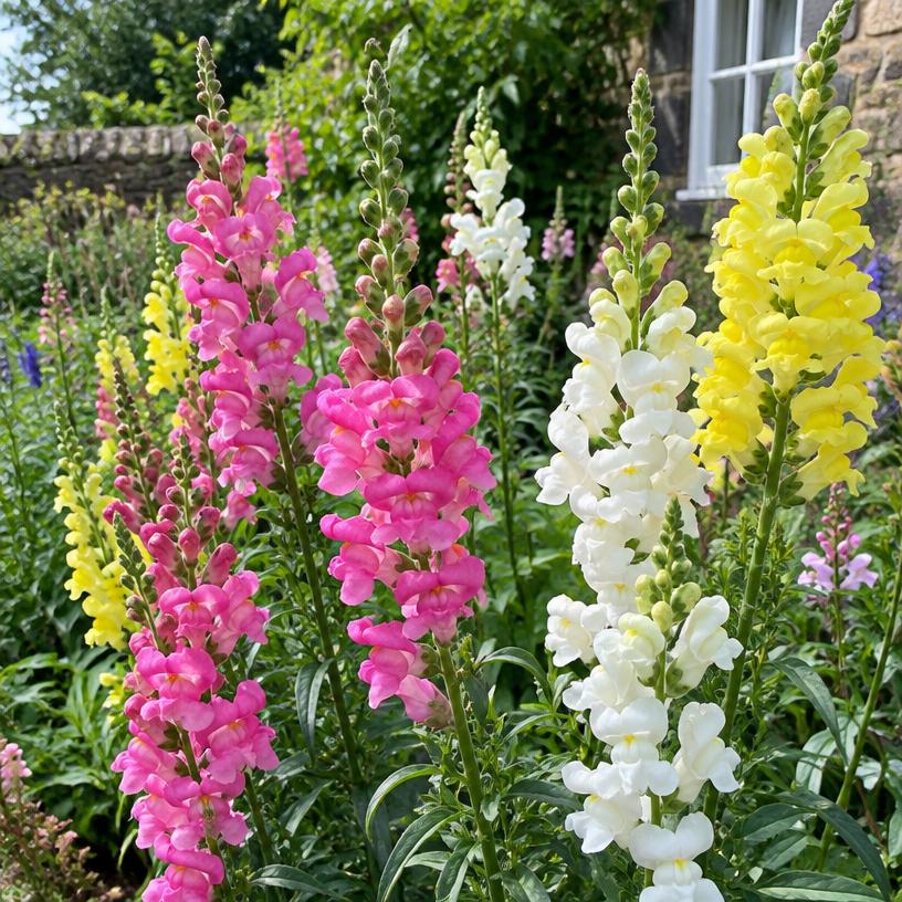 Snapdragon growing in a garden (AI-generated illustration)