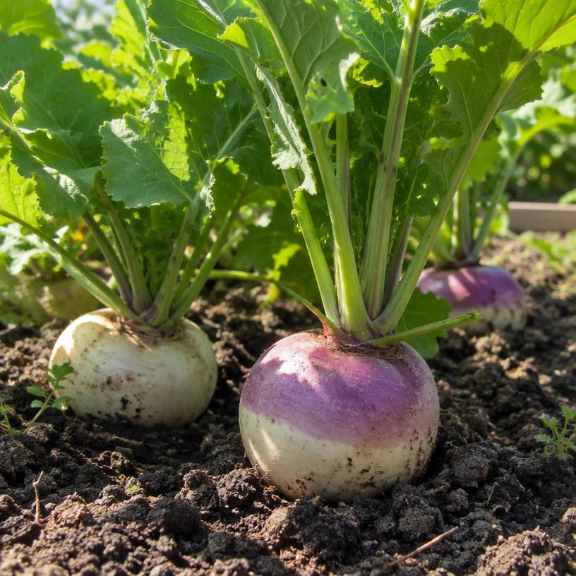 Turnip growing in a garden (AI-generated illustration)