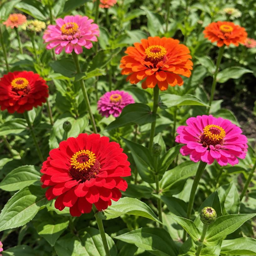 Zinnia growing in a garden (AI-generated illustration)
